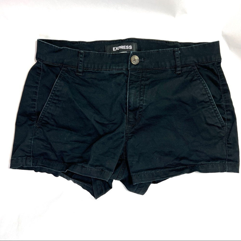 EXPRESS | Black Shortie Mid-Rise Chino Style Short | Women’s 4